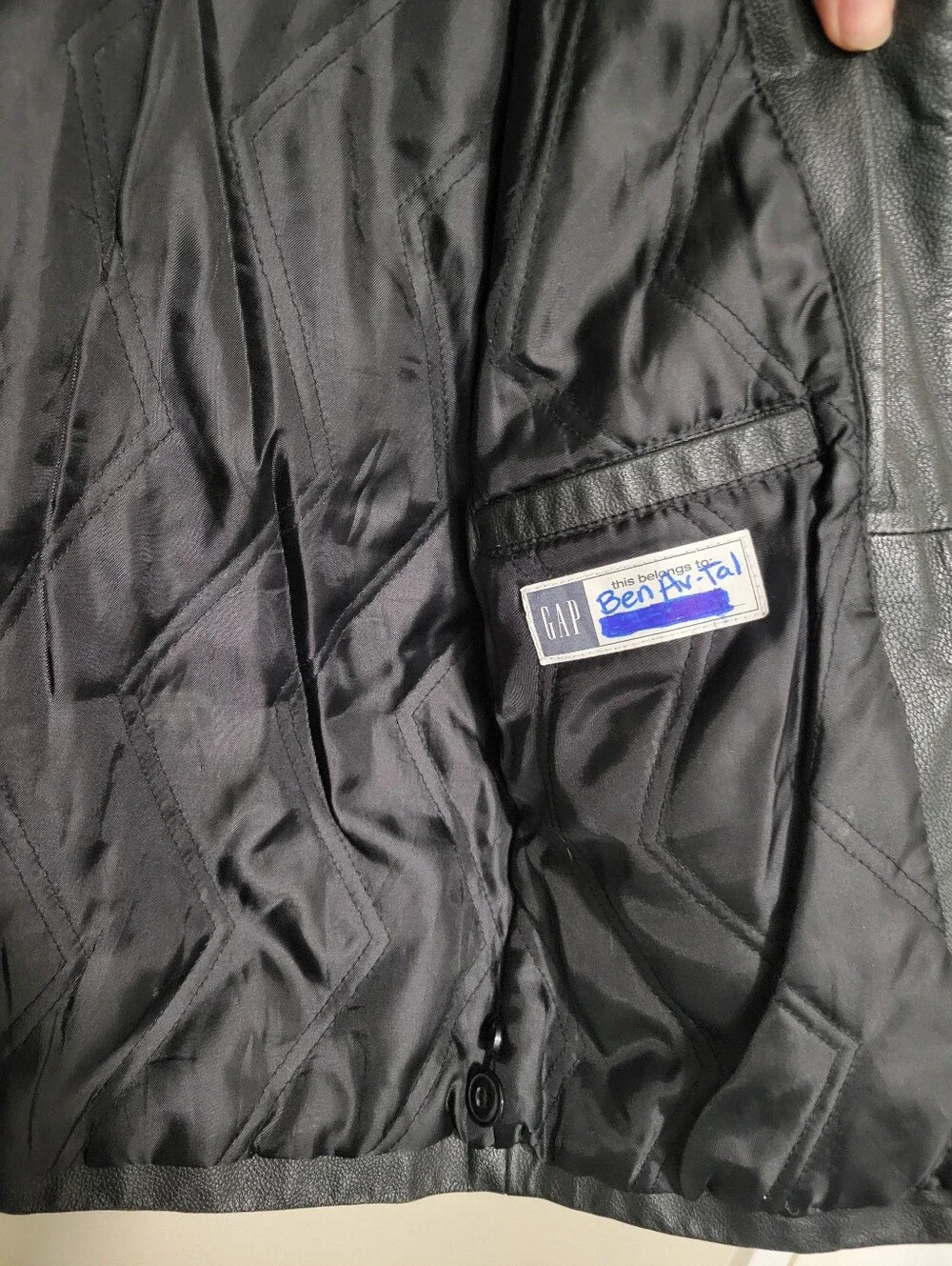 Y2k 2001 GAP Kids Black Leather Zip Jacket Size 4